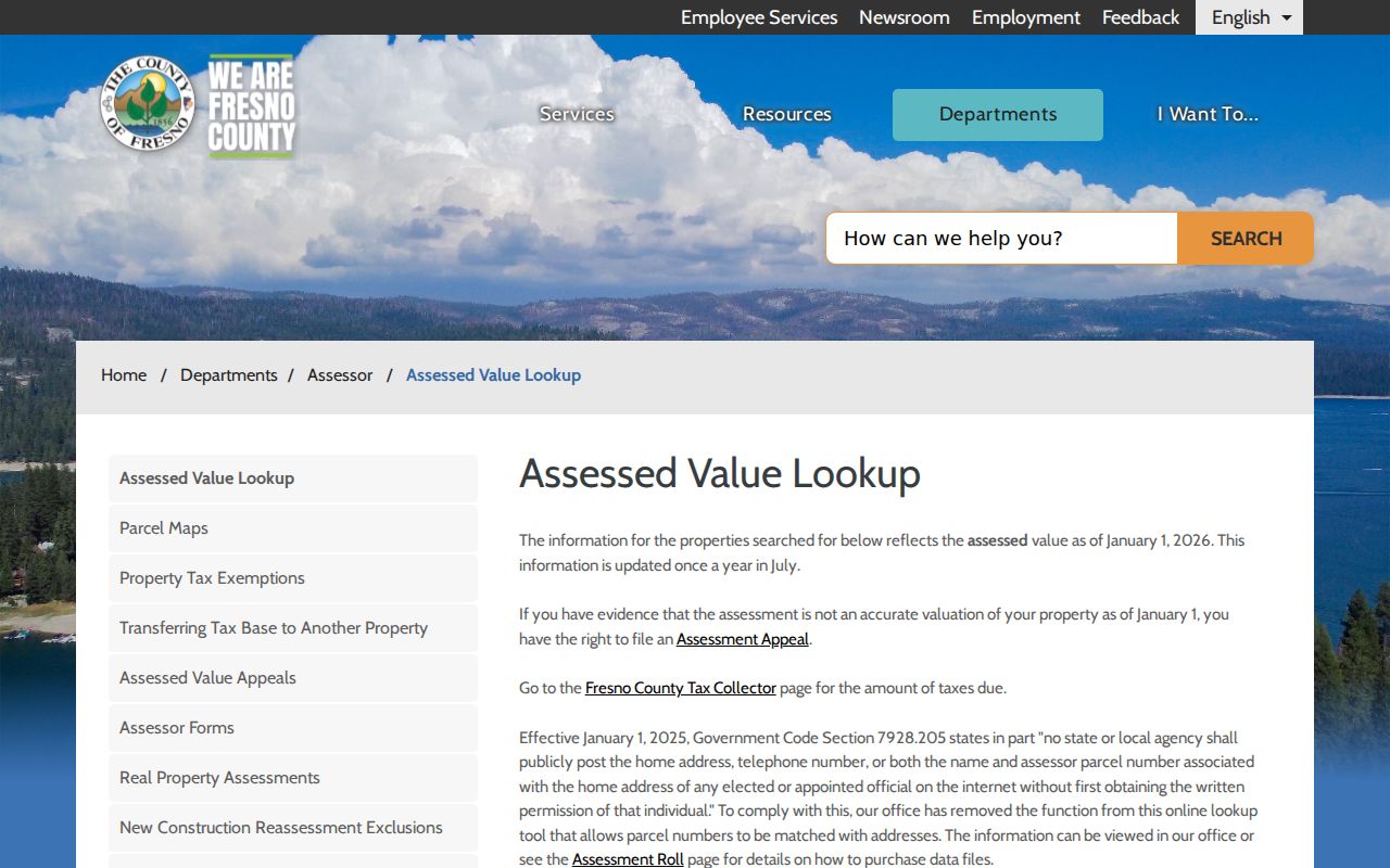 Fresno people search using the assessor assessed value lookup