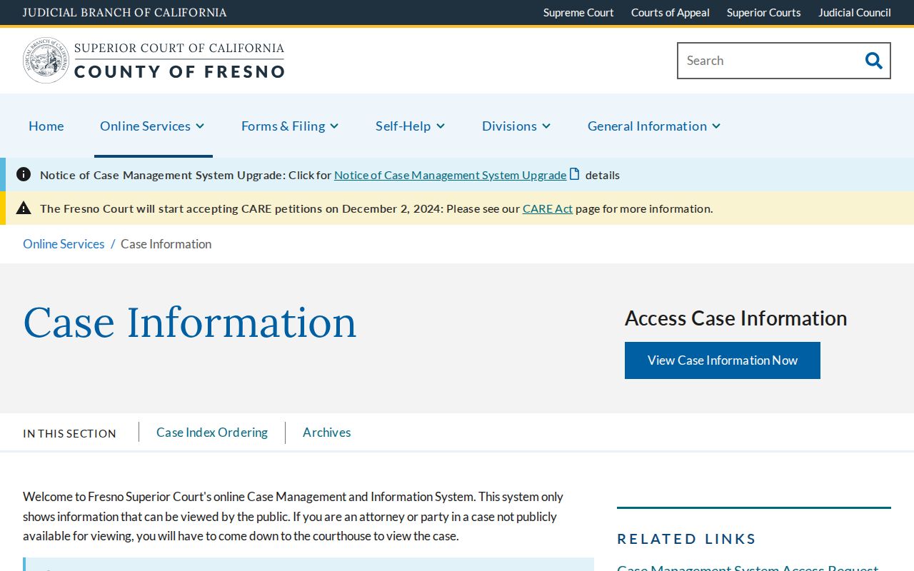 Fresno people search through Superior Court case information