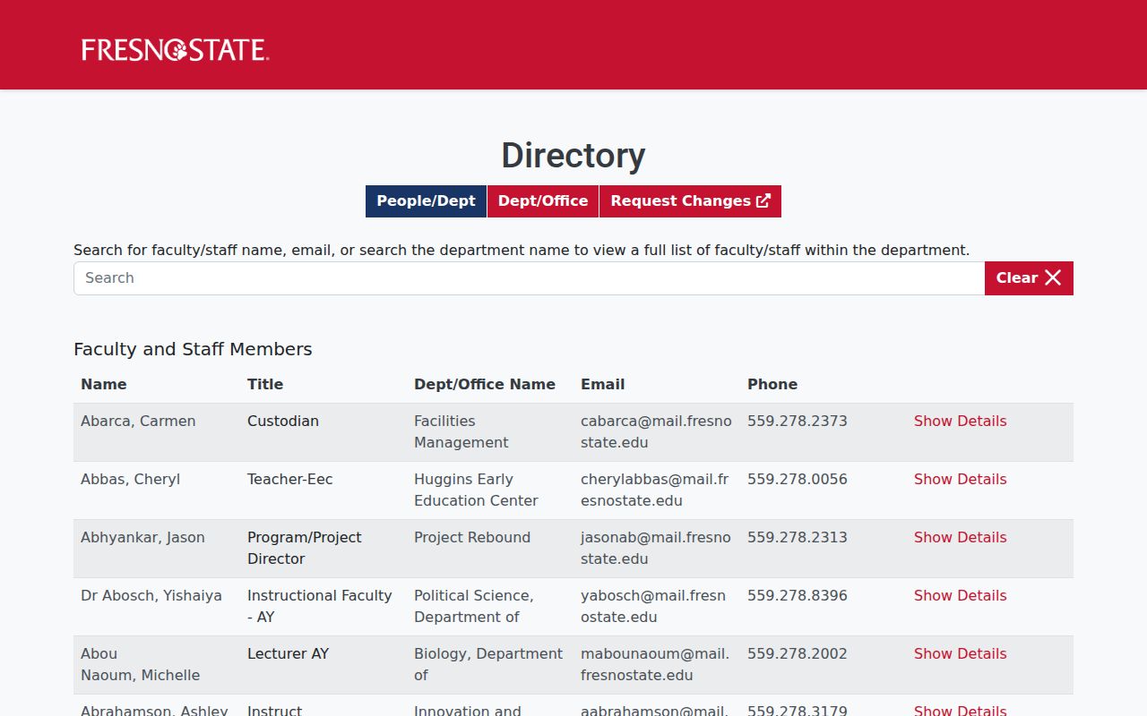 Fresno people directories Fresno State faculty and staff directory search