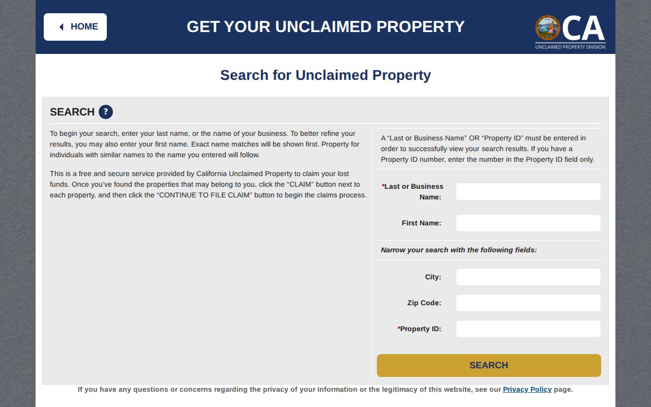 Fresno people directories California unclaimed property name search